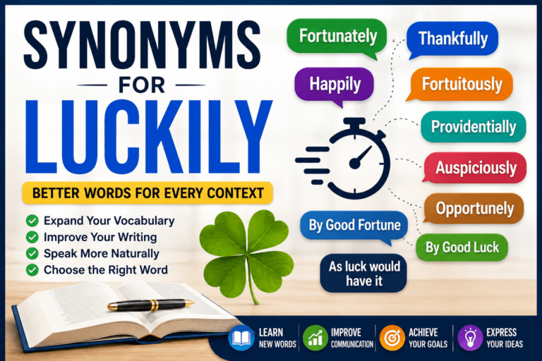 synonyms for luckily